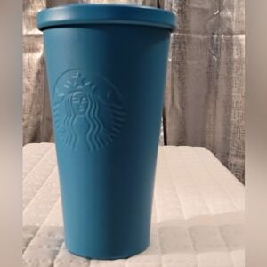 Starbucks 2014 Matte Sky Blue Stainless Steel 16oz Tumbler‎ Collectible Coffee